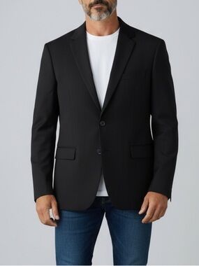 Ralph Lauren Black Label Two-Button Sport Coat Black Wool Blazer Size 46S